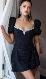 DIAMOND FLORAL BACKLESS MINI DRESS IN BLACK Dresses styleofcb