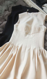 SLEEVELESS CORSET MIDI DRESS IN BEIGE DRESS STYLE OF CB