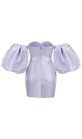 SATIN PUFF SLEEVE MINI DRESS IN LIGHT PURPLE styleofcb