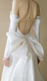 HALTER AND LARGE BOW SHOULER DRESS IN WHITE styleofcb