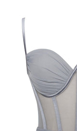 YOLIE GREY RUCHED DRAPING MESH CORSET DRESS Dresses styleofcb