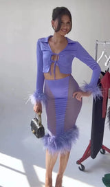 FEATHER TWO PIECE SET IN PURPLE styleofcb