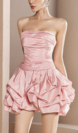 STRAPLESS BUD MINI DRESS IN PINK styleofcb