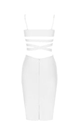 BANDAGE STRAPPY WAIST-TIGHTENING MIDI DRESS IN WHITE styleofcb