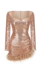 SEQUIN FEATHER MINI DRESS Dresses styleofcb S ROSE
