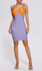 Purple Orange Bandage Mini Dress Dresses styleofcb