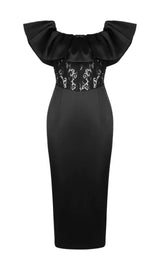 OFF SHOULDER LACE MIDI DRESS DRESSES styleofcb