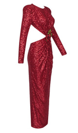 SEQUIN CUTOUT BACKLESS MAXI DRESS IN RED DREESES styleofcb