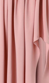 POLYESTER SEQUINS SLEEVELESS RUFFLE DRESS IN PINK styleofcb