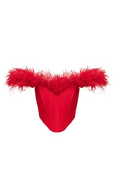 OFF SHOULDER FEATHER CORSET TOP styleofcb