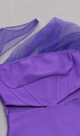 GAUZE IRREGULAR FISH BONE FANNY BELT HIP DRESS IN PURPLE styleofcb