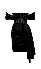 IRISA BLACK DRAPING OFF SHOULDER CORSET DRESS Dresses styleofcb