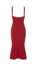 BANDAGE CUTOUT MIDI DRESS IN RED styleofcb