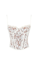 MILA IVORY LACE UNDERWIRED CORSET TOP Tops styleofcb