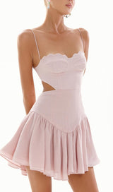 RUCHED BACKLESS STRAPPY MIDI IN PINK styleofcb