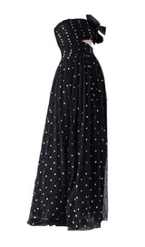 POLKA DOT BANDEAU DRESS IN BLACK styleofcb