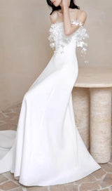 FLORAL 3D APPLIQUÉS SATIN MAXI DRESS Dresses styleofcb