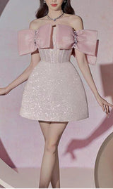 PINK BOWKNOT STRAPLESS MINI DRESS styleofcb