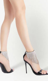 CRYSTAL TASSEL HEELS IN BLACK Shoes styleofcb