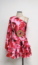 LONG SLEEVE ONE SHOULDER MINI DRESS Dresses styleofcb