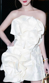 BEIGE FLOWER STRAPLESS BIND MINI DRESS Dresses styleofcb