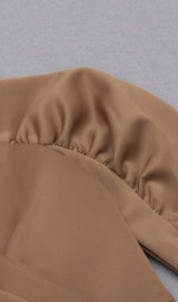 STRETCH LONG SLEEVES MINI DRESS IN PARCHMENT styleofcb