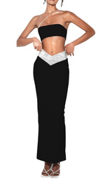 BANDAGE CORSET TWO PIECE SET Clothing styleofcb XS BLACK