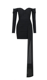 OFF SHOULDER STRAP MINI DRESS IN BLACK styleofcb