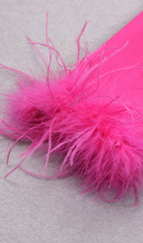 FEATHER JACKET DRESS IN HYPER PINK styleofcb