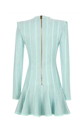 BUTTON-EMBELLISHED MESH MINI DRESS IN MINT DRESS STYLE OF CB