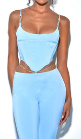 CORSET CAMISOLE TWO-PIECE SUIT IN BLUE styleofcb