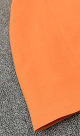 QUILLA ORANGE FEATHER CRYSTAL SLEEVE BACKLESS BLAZER DRESS Dresses styleofcb