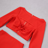 CUTOUT LONG SLEEVE MIDI DRESS IN RED styleofcb