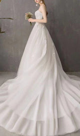 STRAPLESS LACE EMBELLISHED SHAGGY YARN DRESS IN WHITE styleofcb