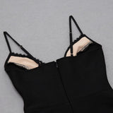 LOW-CUT FLORAL SPLICING SLIT DRESS IN BLACK styleofcb