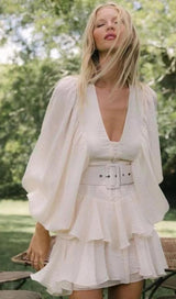 PLUNGED DRAPED MINI DRESS Dresses styleofcb