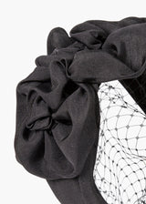 TRIPLE ROSETTE WITH VEIL IN BLACK styleofcb