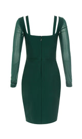 PERSPECTIVE GAUZE FISH BONE DRESS IN DARK GREEN styleofcb