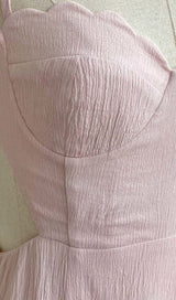 RUCHED BACKLESS STRAPPY MIDI IN PINK styleofcb