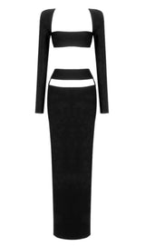 CUT OUT WAIST MAXI DRESS IN BLACK DRESS STYLE OF CB