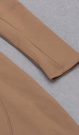 STRETCH LONG SLEEVES MINI DRESS IN PARCHMENT styleofcb