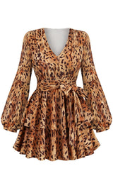 V NECK LEOPARD MINI DRESS Dresses styleofcb