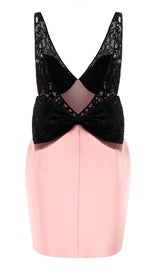 LACE GOLVES PINK PATCHWORK MINI DRESS Dresses styleofcb