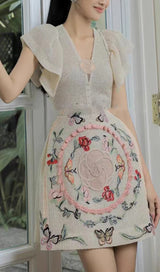 EMBROIDERY V-NECK MIDI DRESS IN WHITE DRESS STYLE OF CB