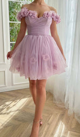 LACE FLORAL-EMBELLISHED MINI DRESS IN LILAC DRESS STYLE OF CB