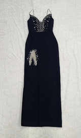 V NECK MAXI DRESS IN BLACK styleofcb