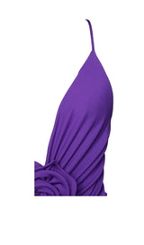 FLOWER-EMBELLISHED PLUNGE MAXI DRESS IN AMETHYST DRESS STYLE OF CB