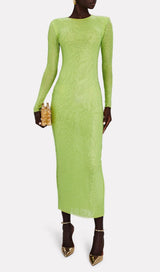 CRYSTAL EMBELLISHED MIDI DRESS IN YELLOW styleofcb