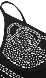 LACE SEE-THROUGH DIAMONDS MAXI DRESS IN BLACK styleofcb