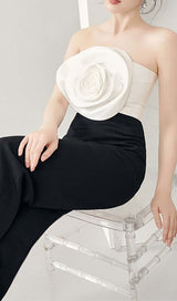 3D FLOWER STITCHING JUMPSUIT IN BLACK DRESS STYLE OF CB